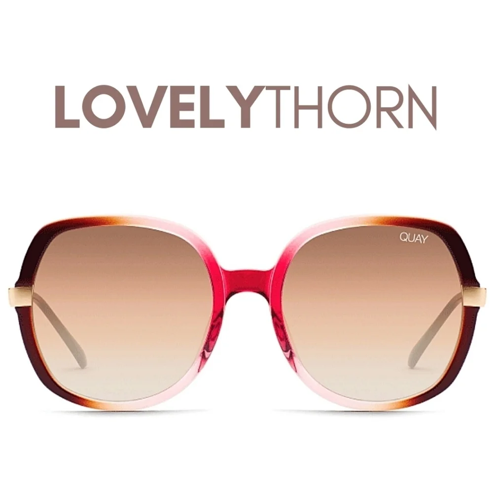 QUAY // ltd ed chrissy teigen retro-glam brown pink frames brown flash lens